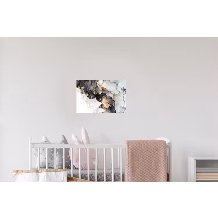 Marmer - Goud - Abstract - Zwart Wit - Luxe Muursticker klein -kinderkamer