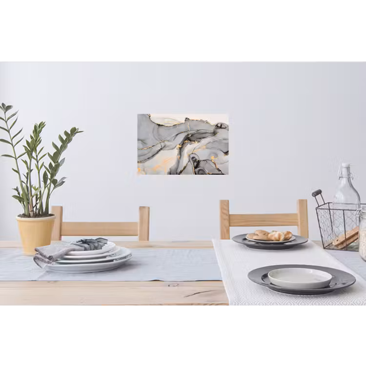Marmer - Goud - Grijs Muursticker klein -eettafel