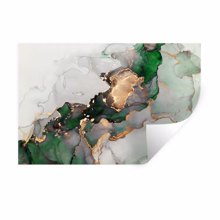 Marmer - Goud - Groen - Luxe Muursticker klein -3d