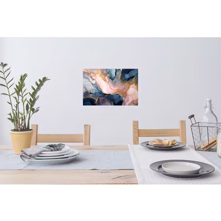 Marmer - Roze - Blauw Muursticker klein -eettafel