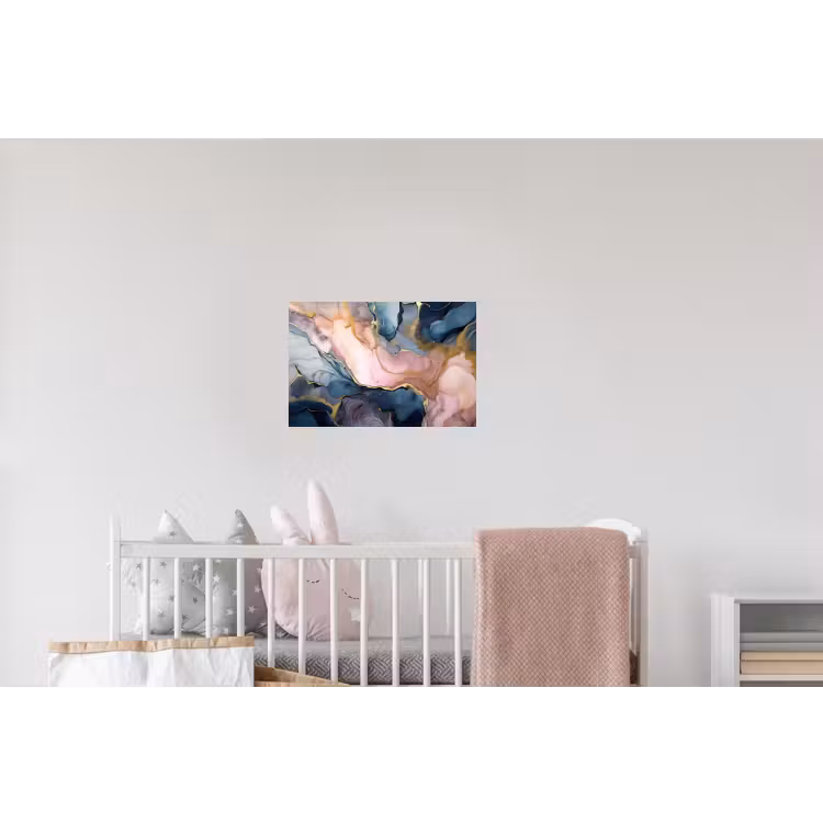 Marmer - Roze - Blauw Muursticker klein -kinderkamer