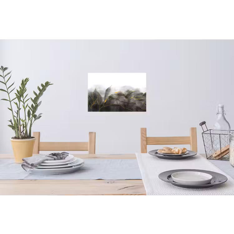 Marmer - Zwart - Goud - Luxe - Marmerlook Muursticker klein -eettafel