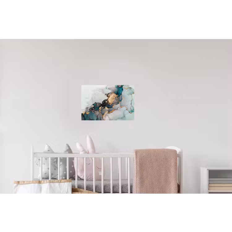 Blauw - Marmer - Goud Muursticker klein -kinderkamer