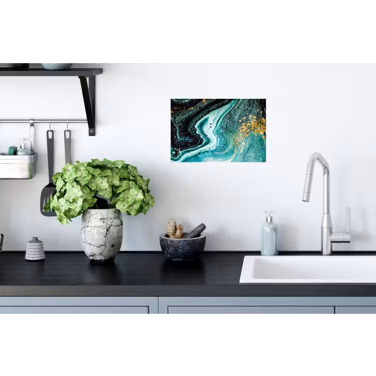 Marmerlook - Blauw - Goud - Glitter - Luxe - Marmer Muursticker klein -keuken
