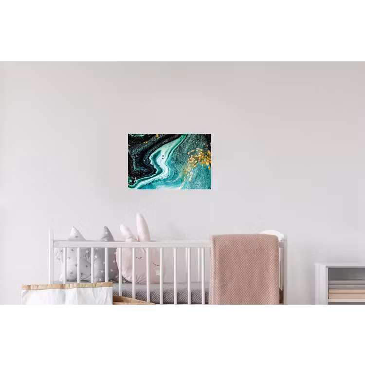 Marmerlook - Blauw - Goud - Glitter - Luxe - Marmer Muursticker klein -kinderkamer
