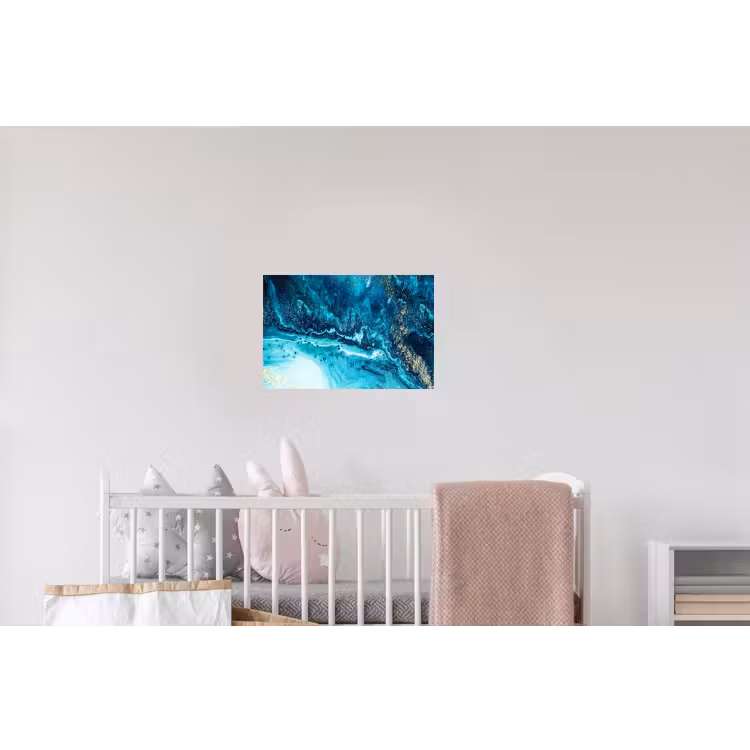 Marmerlook - Blauw - Goud - Luxe - Glitter - Marmer Muursticker klein -kinderkamer