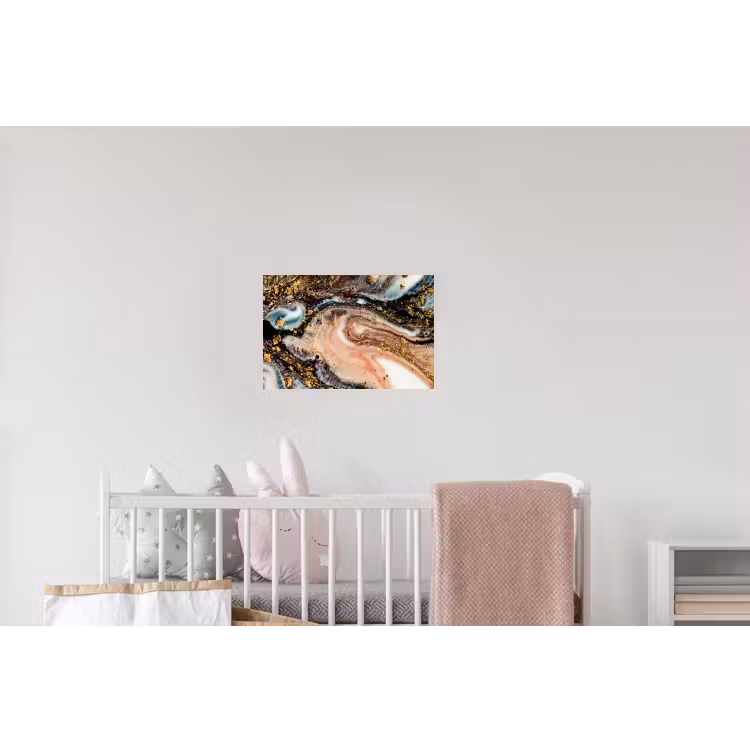 Marmerlook - Goud - Zwart - Glitter - Chic Muursticker klein -kinderkamer