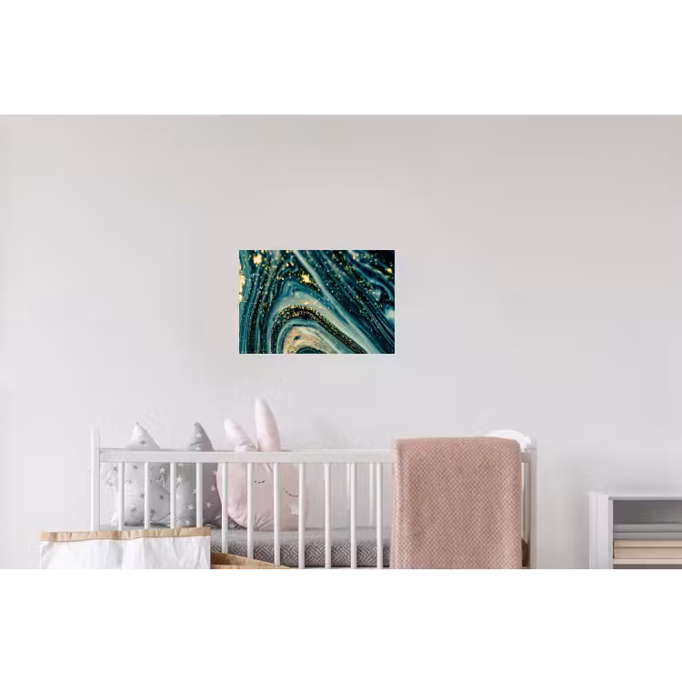 Marmerlook - Luxe - Goud - Turquoise - Glitter Muursticker klein -kinderkamer