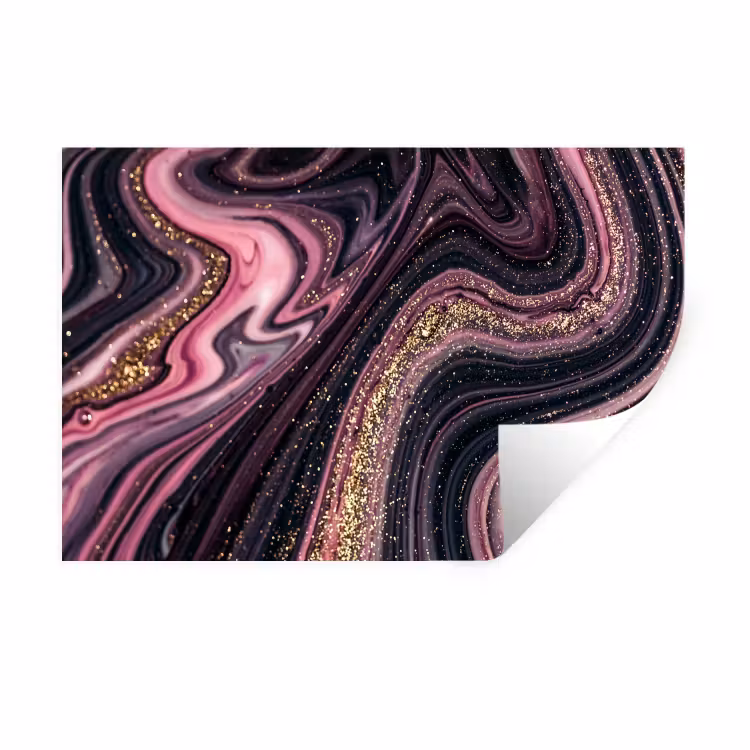 Marmerlook - Roze - Paars - Goud - Luxe - Marmer Muursticker klein -3d