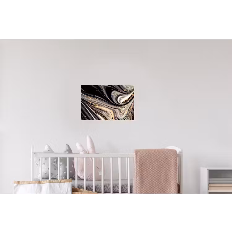 Marmerlook - Zwart - Goud - Wit - Glitter - Marmer Muursticker klein -kinderkamer