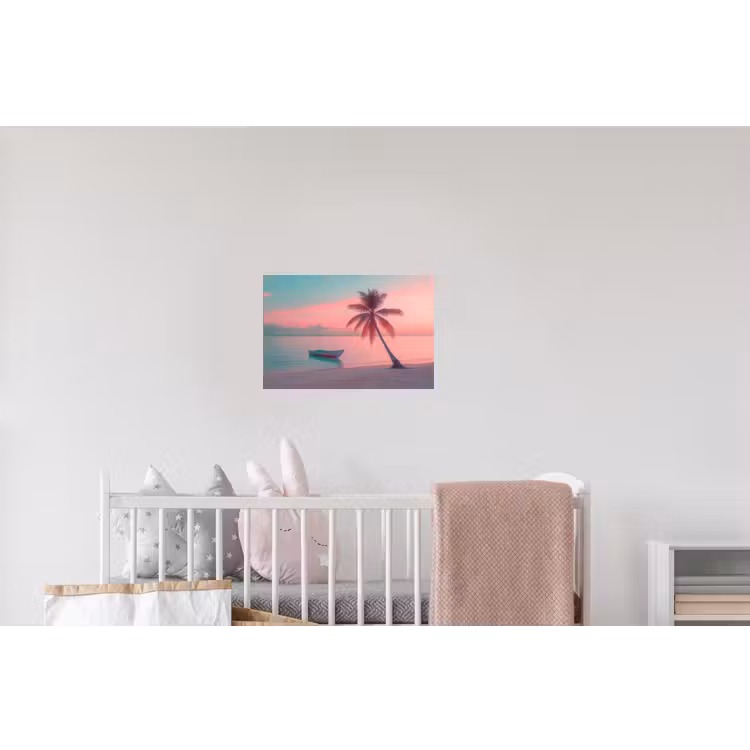 Zee - Boot - Zonsondergang Muursticker klein -kinderkamer