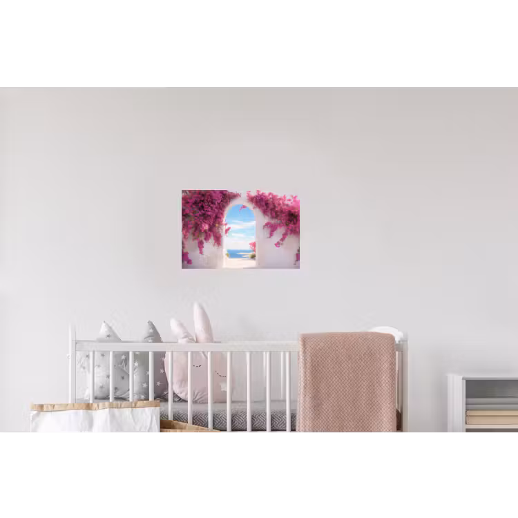 Zee - Roze - Bloemen - Poort Muursticker klein -kinderkamer