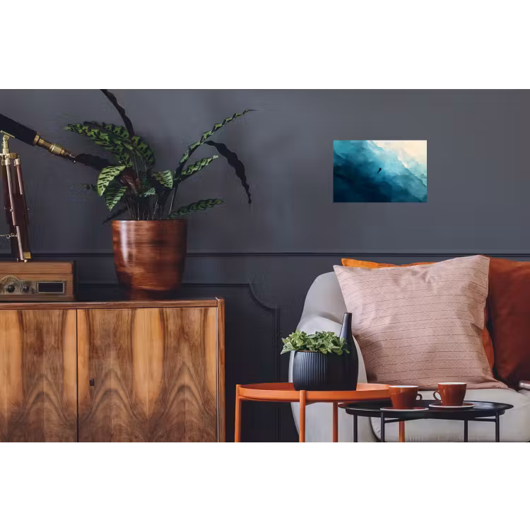 Zee - Silhouet - Abstract - Blauw Muursticker klein -kamerbank