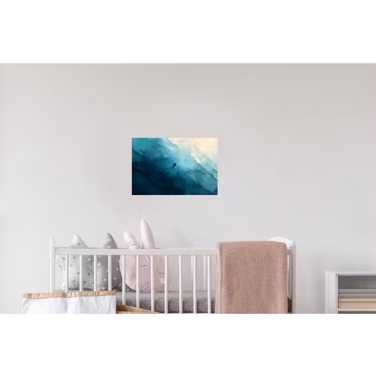 Zee - Silhouet - Abstract - Blauw Muursticker klein -kinderkamer