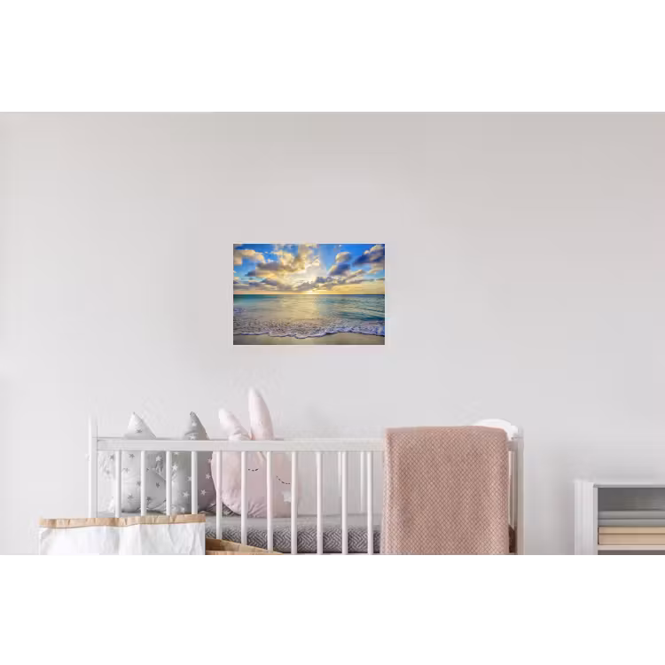 Zee - Strand - Wolken - Zon Muursticker klein -kinderkamer