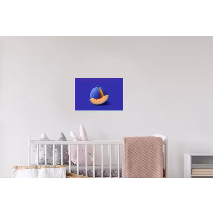 Meloen - Blauw - Oranje - Kunstzinnig Muursticker klein -kinderkamer