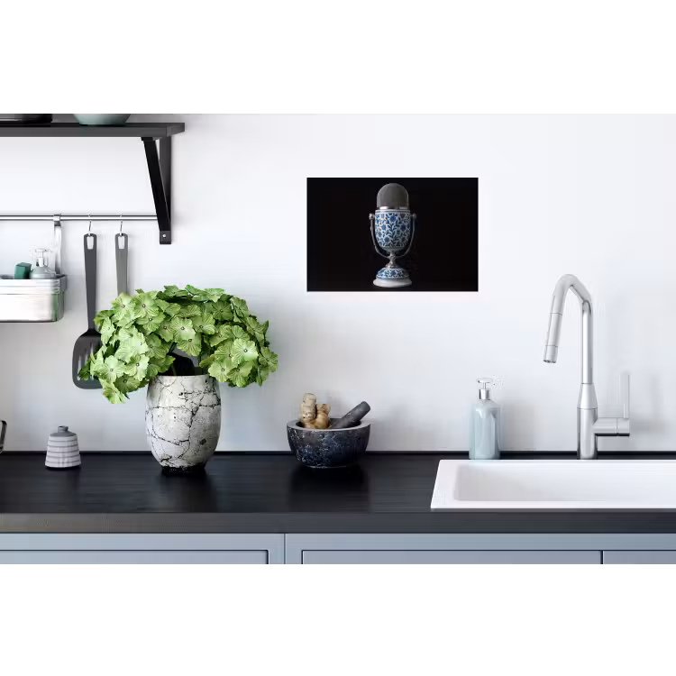 Microfoon - Delfts blauw - Muziek Muursticker klein -keuken