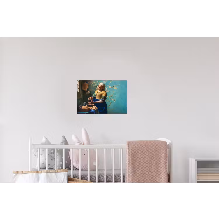 Melkmeisje - Amandelbloesem - Van Gogh - Vermeer - Schilderij - Oude meesters Muursticker klein -kinderkamer