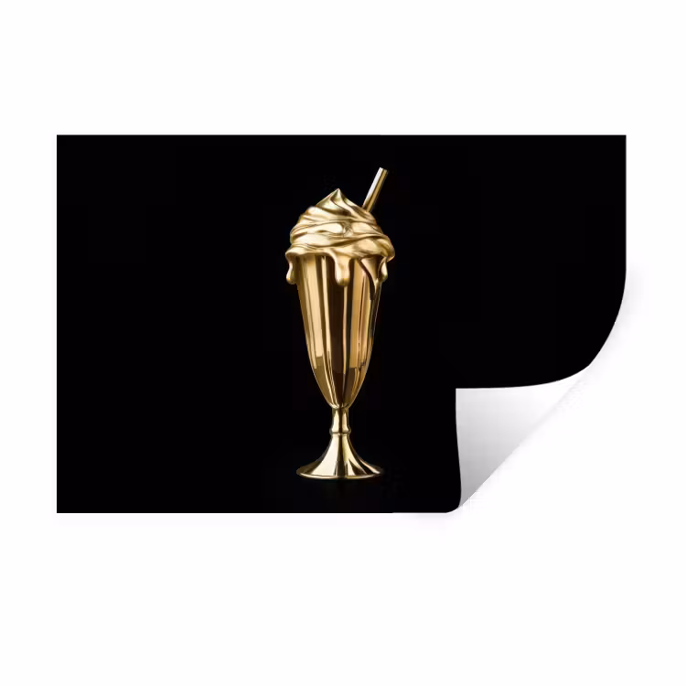 Milkshake - Goud - Drinken - Zwart Muursticker klein -3d