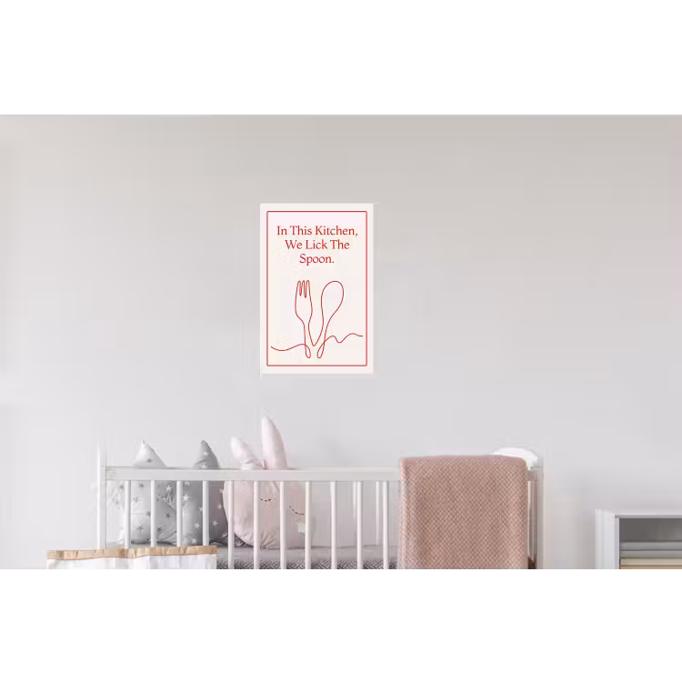 Minimalistisch - Vork - Lepel - Lijntekening Muursticker klein -kinderkamer