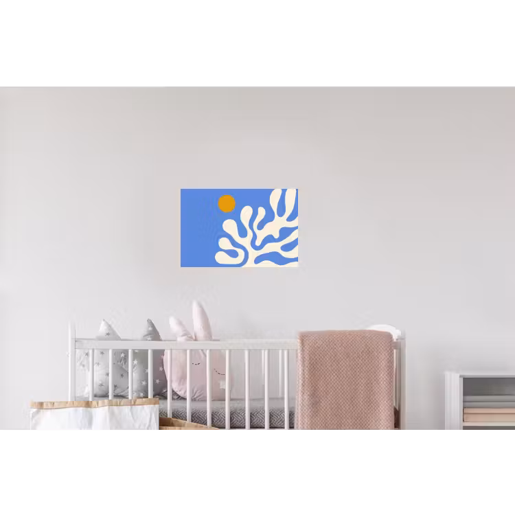 Minimalistisch - Organisch patroon - Blauw Muursticker klein -kinderkamer