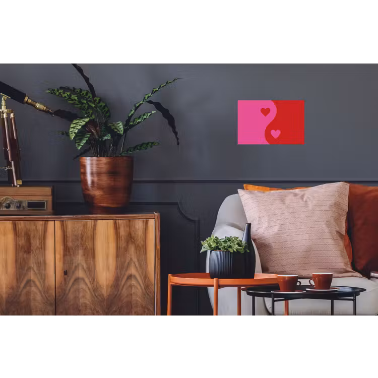 Minimalistisch - Rood - Roze - Hartjes Muursticker klein -kamerbank