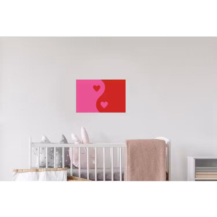Minimalistisch - Rood - Roze - Hartjes Muursticker klein -kinderkamer