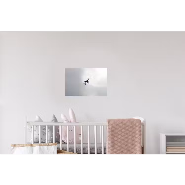Minimalistisch - Silhouet - Zwart - Vliegtuig Muursticker klein -kinderkamer