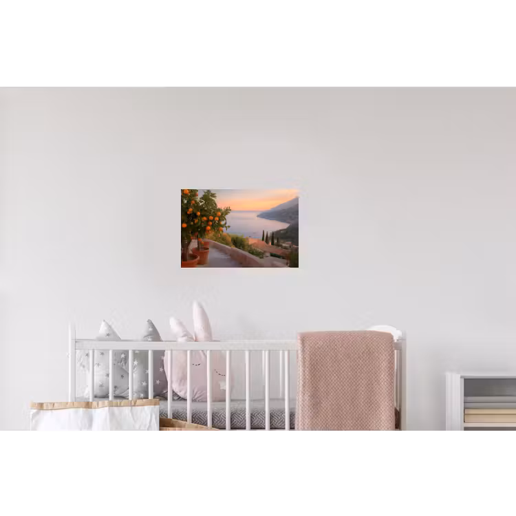 Middelandse zee - Sinaasappel - Heuvels - Zee Muursticker klein -kinderkamer