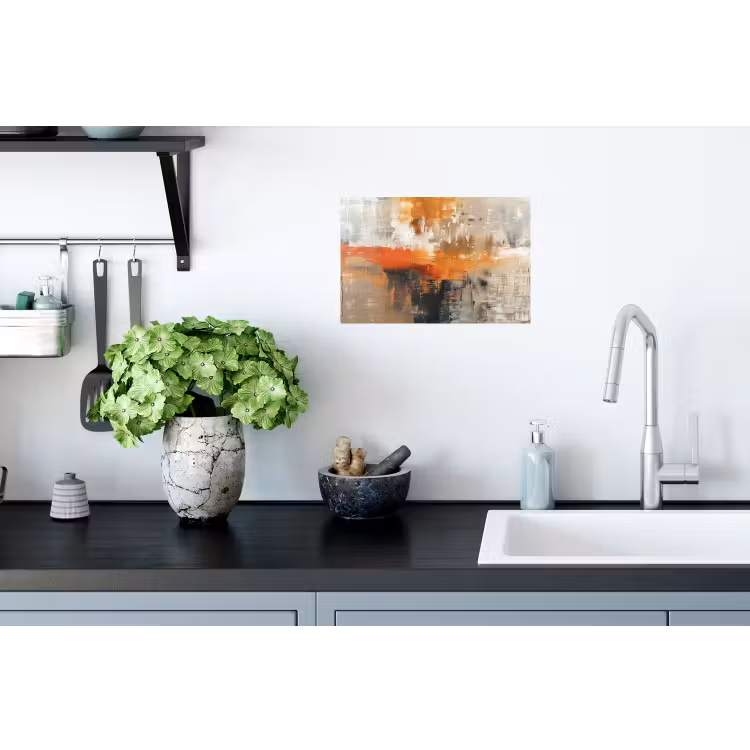 Moderne kunst - Abstract - Goud - Grijs Muursticker klein -keuken