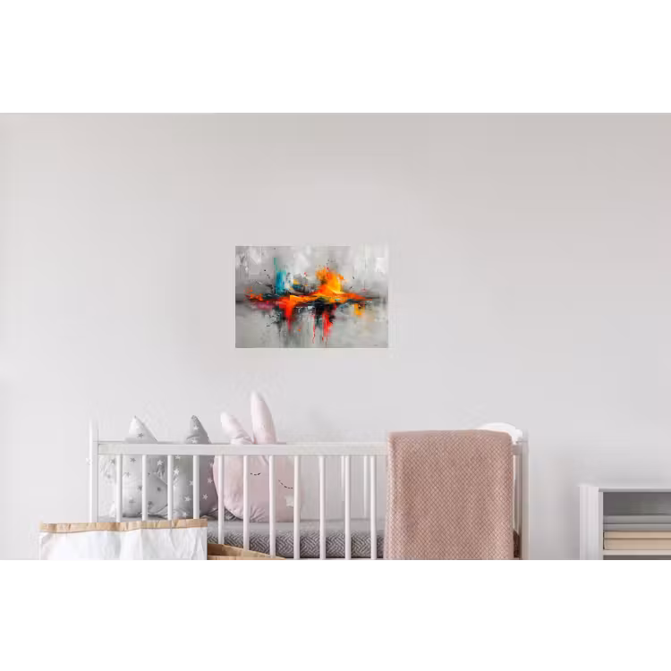 Moderne kunst - Oranje - Grijs - Abstract Muursticker klein -kinderkamer