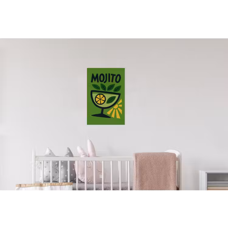 Mojito - Cocktail - Citroen - Groen Muursticker klein -kinderkamer