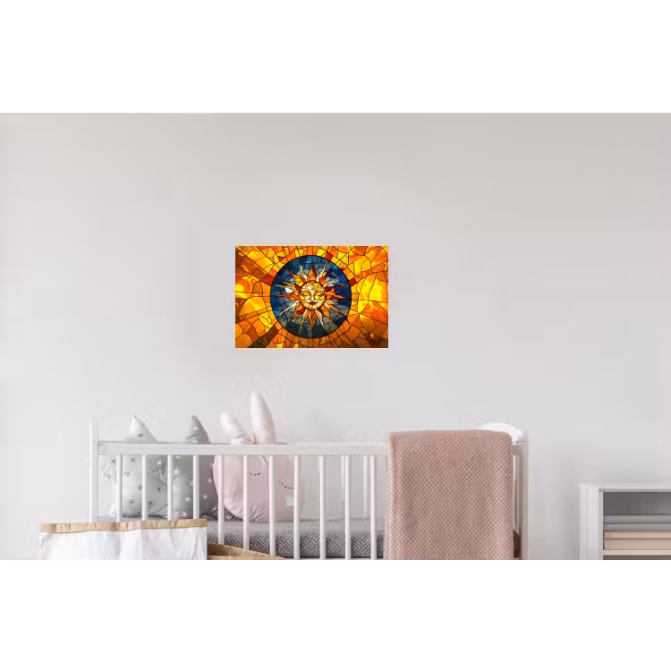 Mozaïek - Zon - Geel - Cirkel Muursticker klein -kinderkamer