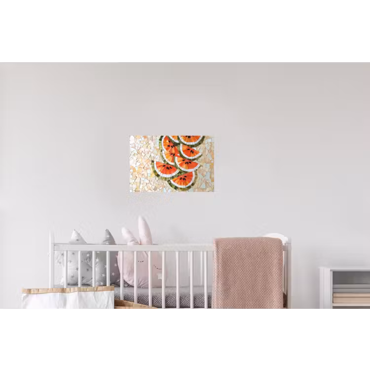 Mozaïek - Watermeloen - Rood - Pitten Muursticker klein -kinderkamer