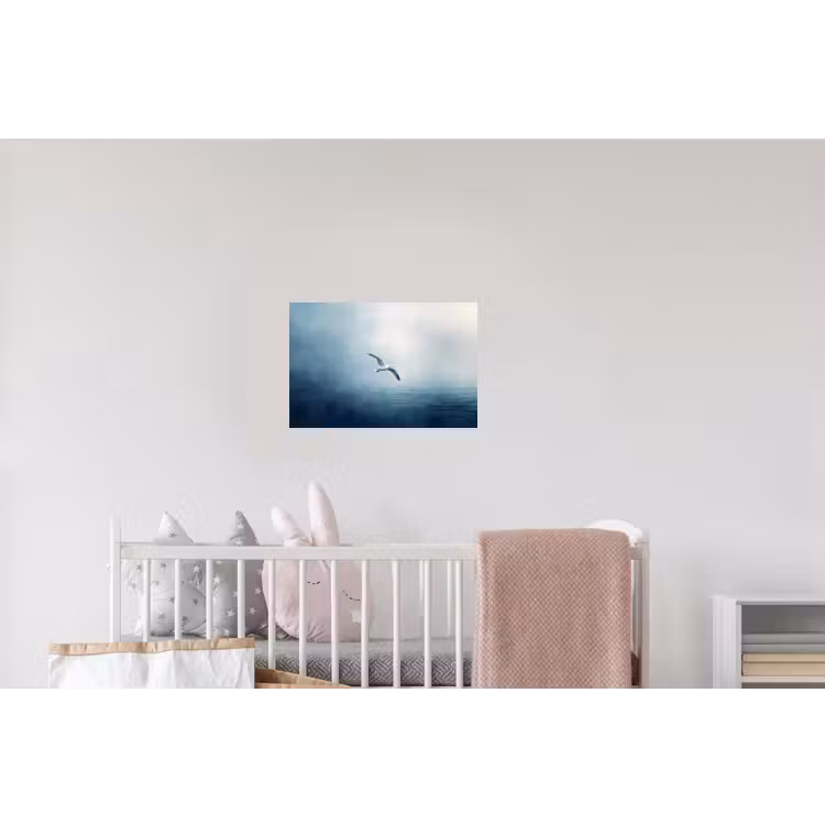 Meeuw - Wit - Zee - Mistig Muursticker klein -kinderkamer
