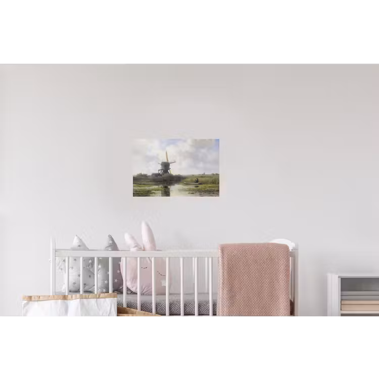 Molen - Willem Roelofs - Oude meesters - Kunst Muursticker klein -kinderkamer