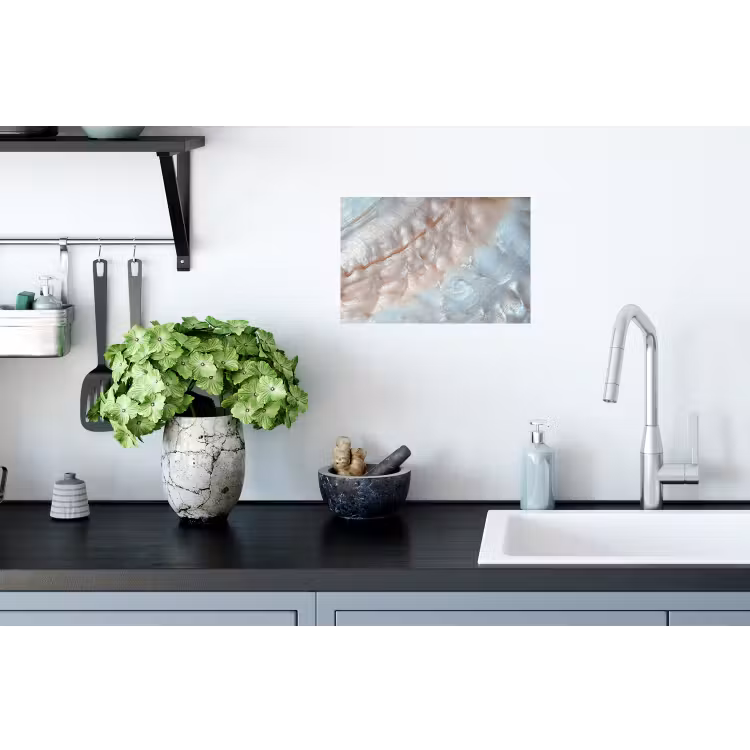 Binnenkant van een schelp uit de natuur bedekt met parelmoer Muursticker klein -keuken
