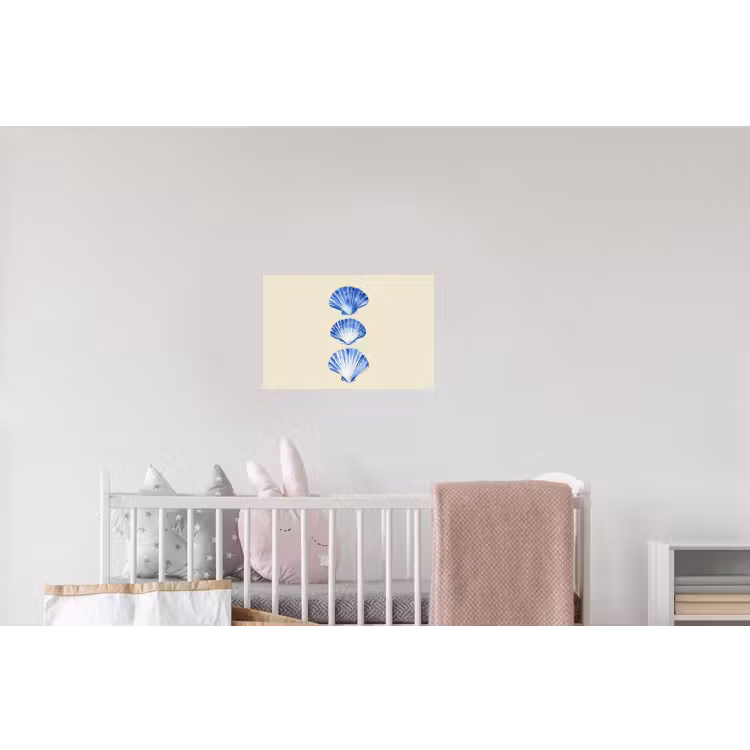 Schelpen - Blauw - Beige Muursticker klein -kinderkamer