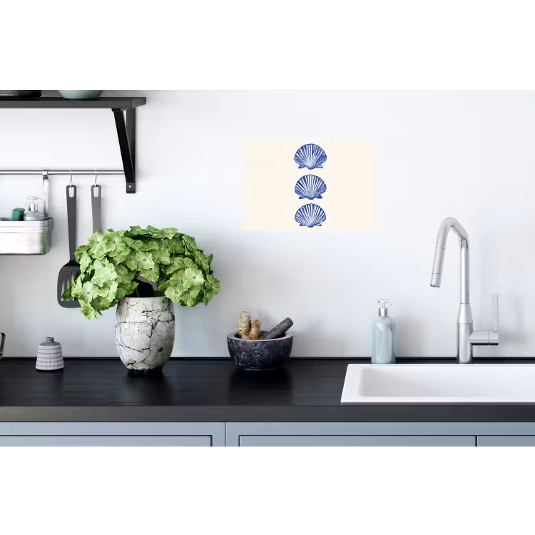 Schelpen - Blauw - Patroon Muursticker klein -keuken