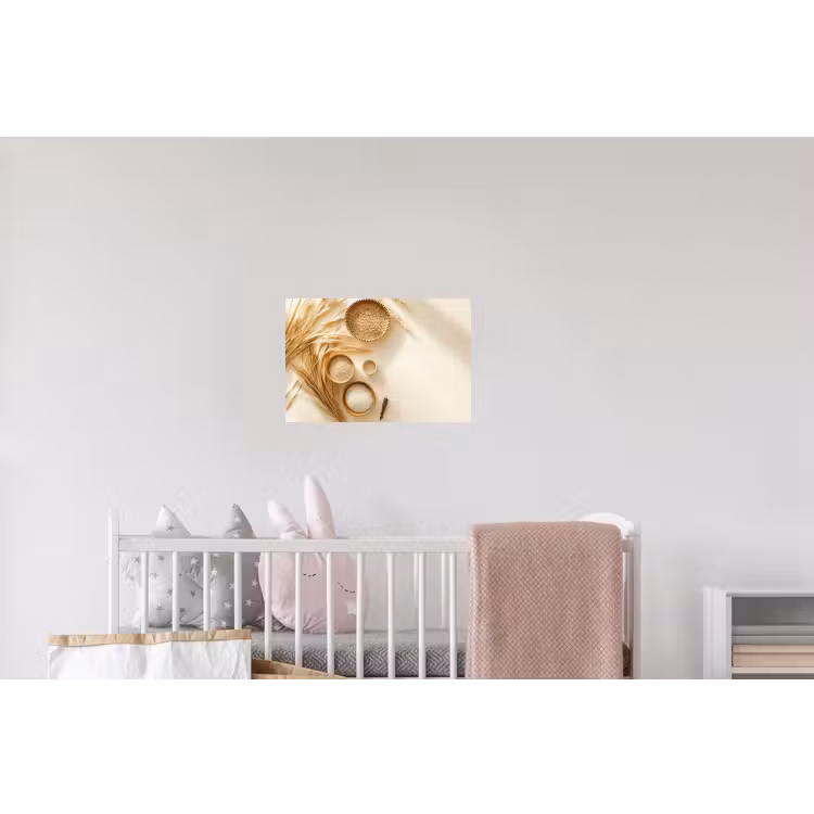 Granen - Hout - Kom - Beige Muursticker klein -kinderkamer