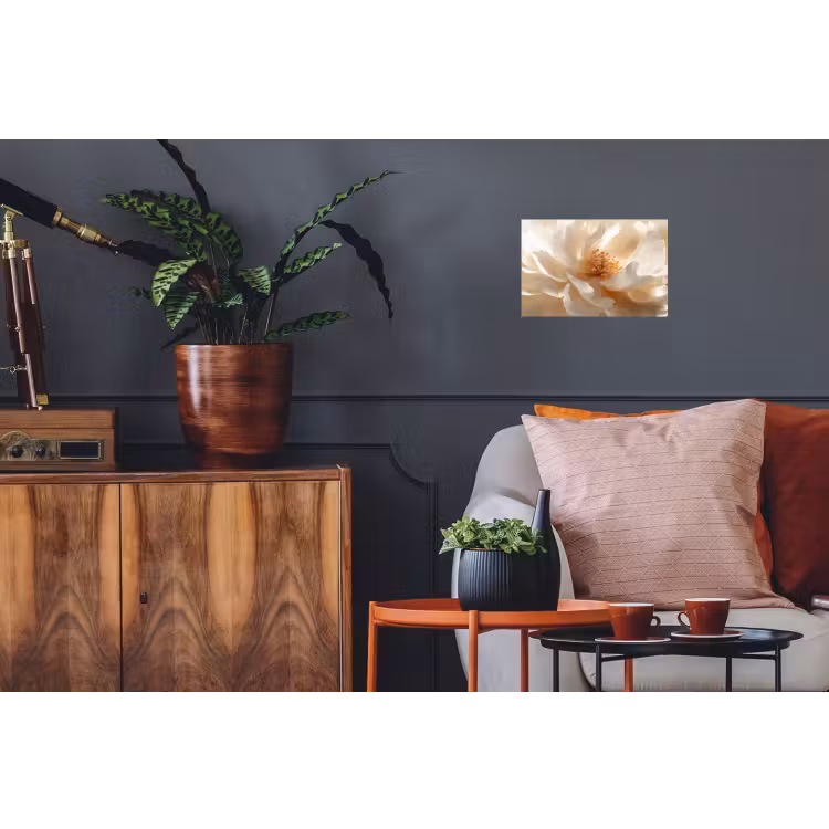 Close up - Pioenroos - Wit Muursticker klein -kamerbank