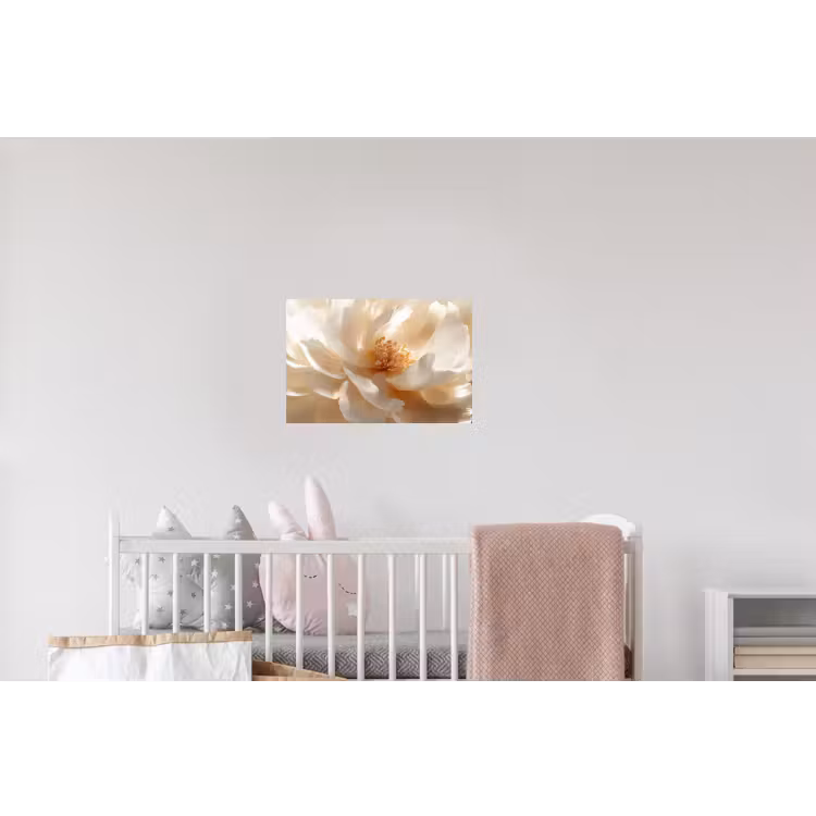 Close up - Pioenroos - Wit Muursticker klein -kinderkamer