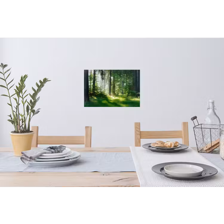 Natuur - Bomen - Bos - Groen - Zon Muursticker klein -eettafel
