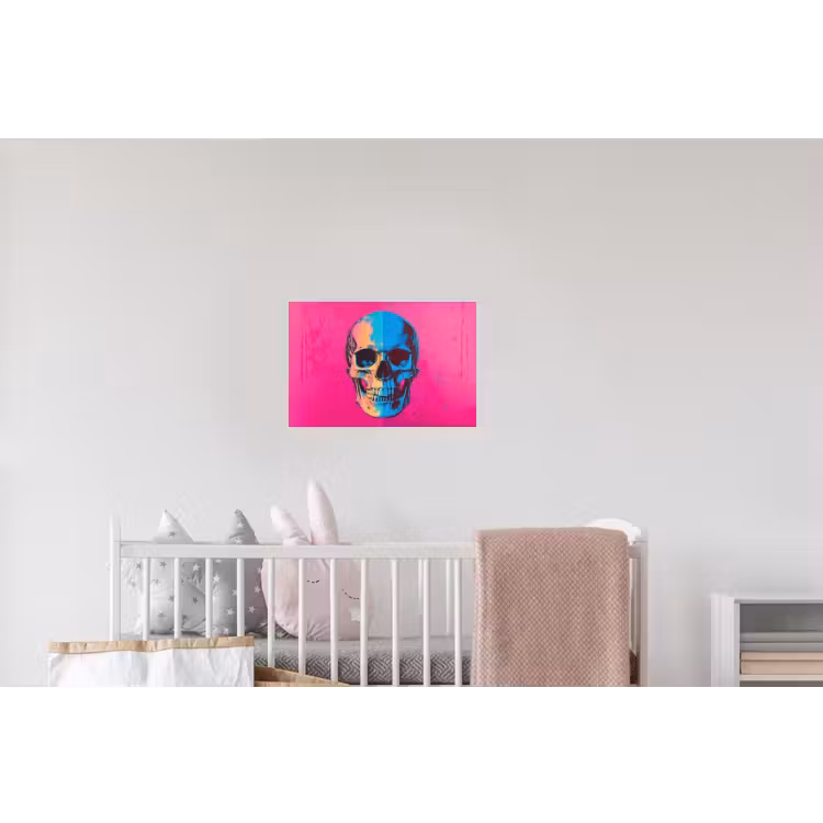 Neon - Blauw - Pop-art - Schedel Muursticker klein -kinderkamer