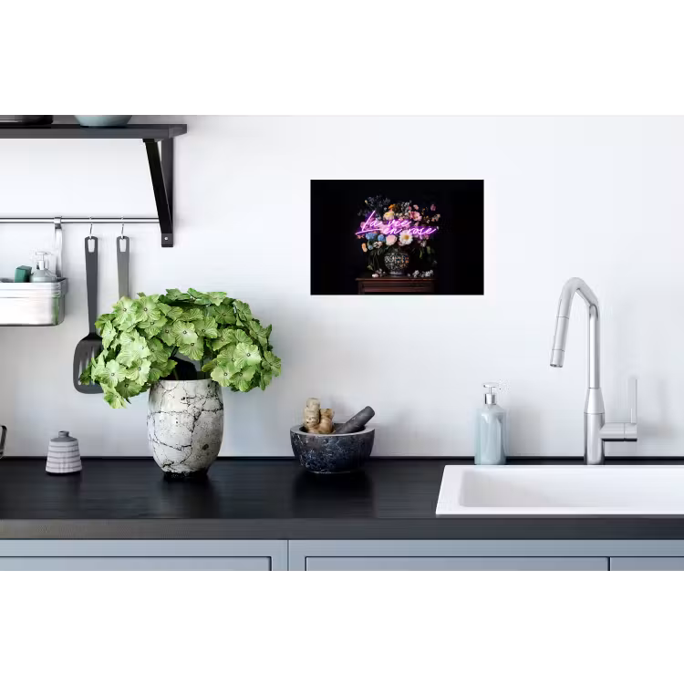 Neon - Vaas - Bloemen Muursticker klein -keuken