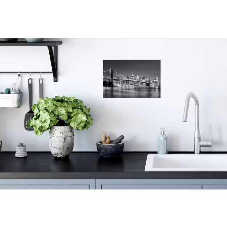 New York - Brug - Brooklyn - Zwart wit - Architectuur Muursticker klein -keuken
