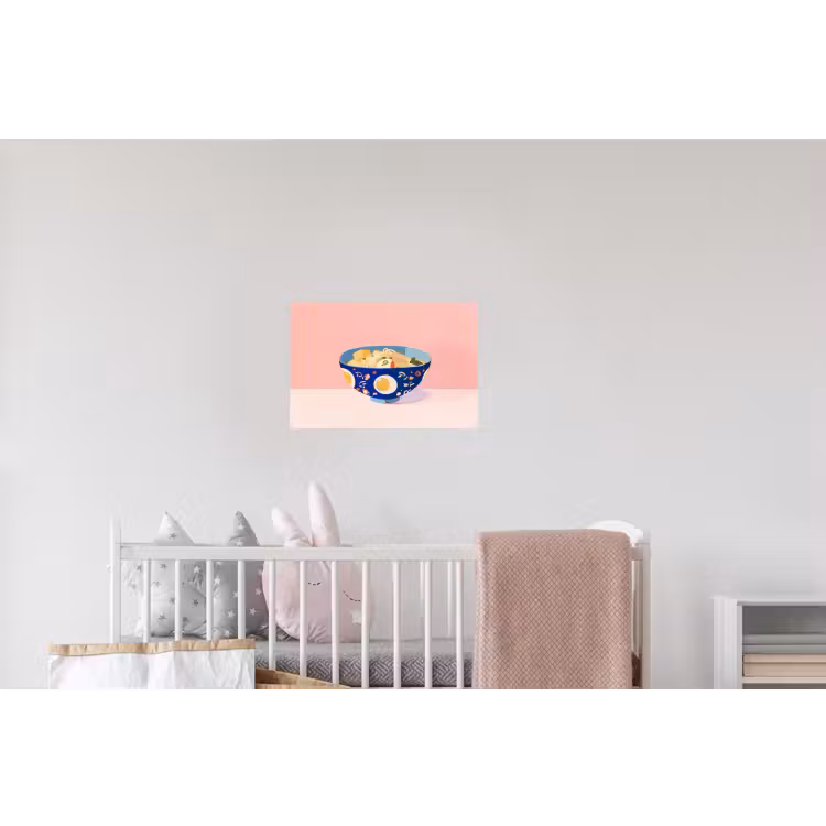 Noodles - Kom - Blauw - Illustratie Muursticker klein -kinderkamer