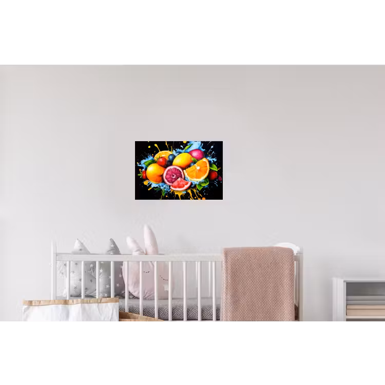 Fruit - Graffiti - Kleurrijk - Sinaasappel - Aardbei - Abstract Muursticker klein -kinderkamer