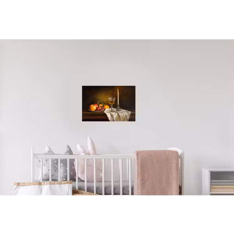 Fruit - Stilleven - Wijn - Kaars Muursticker klein -kinderkamer