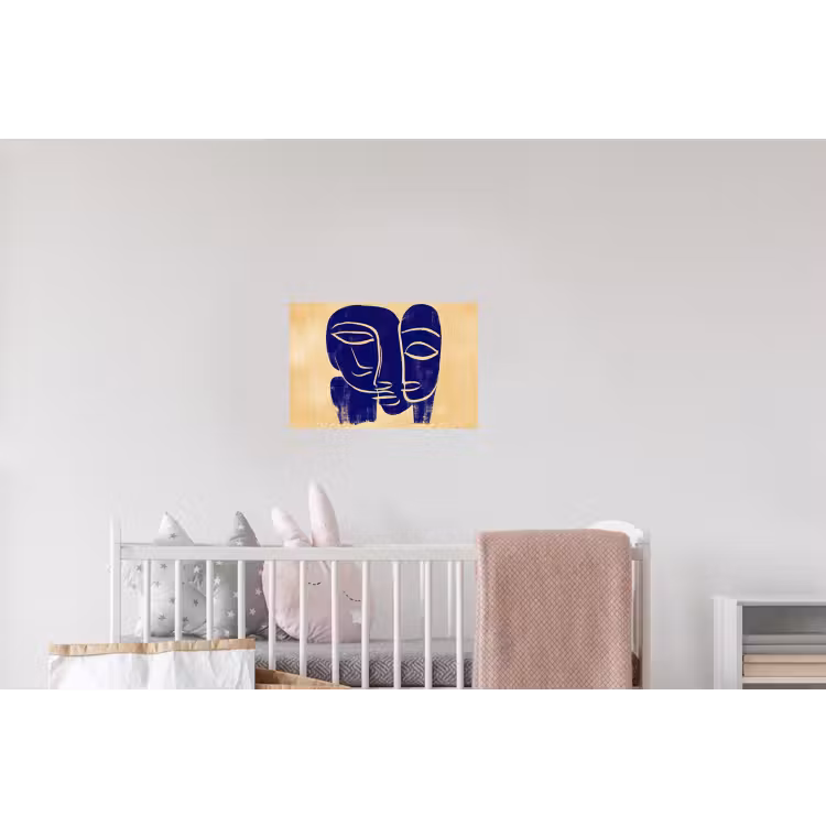 Okergeel - Blauw - Eenvoudige lijnen Muursticker klein -kinderkamer